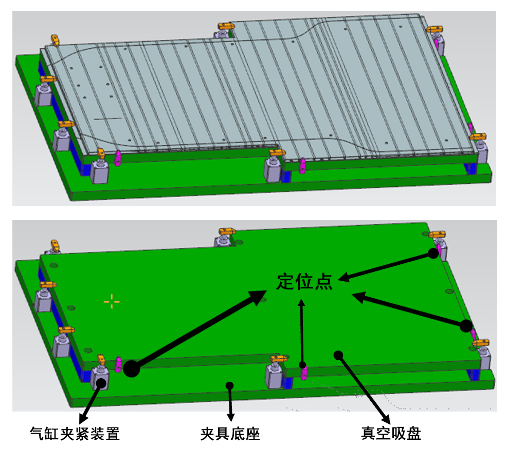 電池托盤(pán)加工夾具示意圖